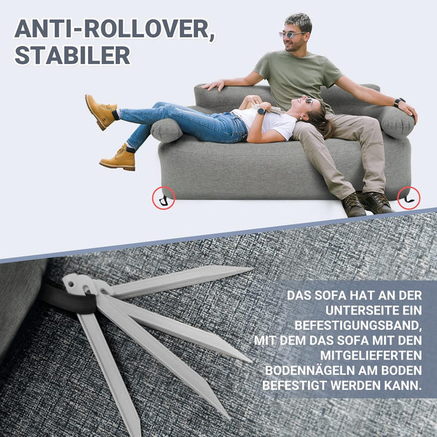 KingCamp Opblaasbare bank, outdoor, camping, luchtbank, met rugleuning, armleuning, opblaasbare bank, camping, voor indoor, outdoor, party, reizen, strand