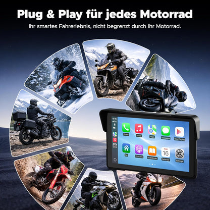 Draadloos CarPlay Motor Scherm – Motorfiets Display – Navigatie Scherm – Touchscreen GPS – Android Auto Interface – 7 Inch IPS HD Touchscreen – IP67 Waterdicht & Robuust
