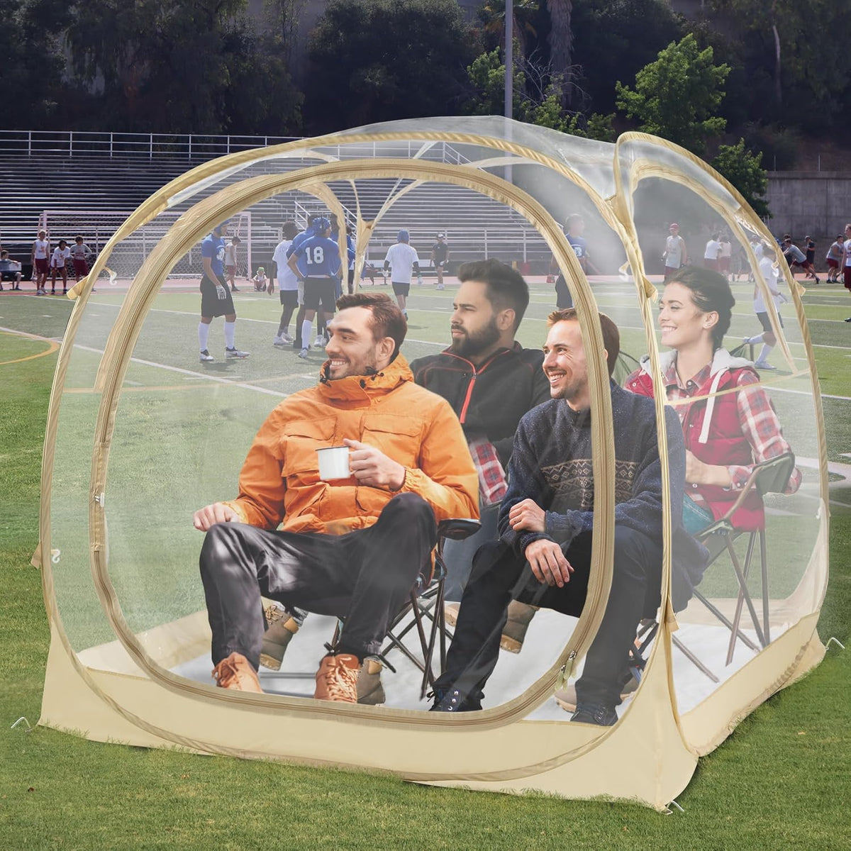 EighteenTek Sporttent - Instant Tent Shelter - Outdoor Bubble Tent 1-6 Persoon - Regentent Camping Zonoverkapping Pop Up - Helder, Patent Beschermd Ontwerp