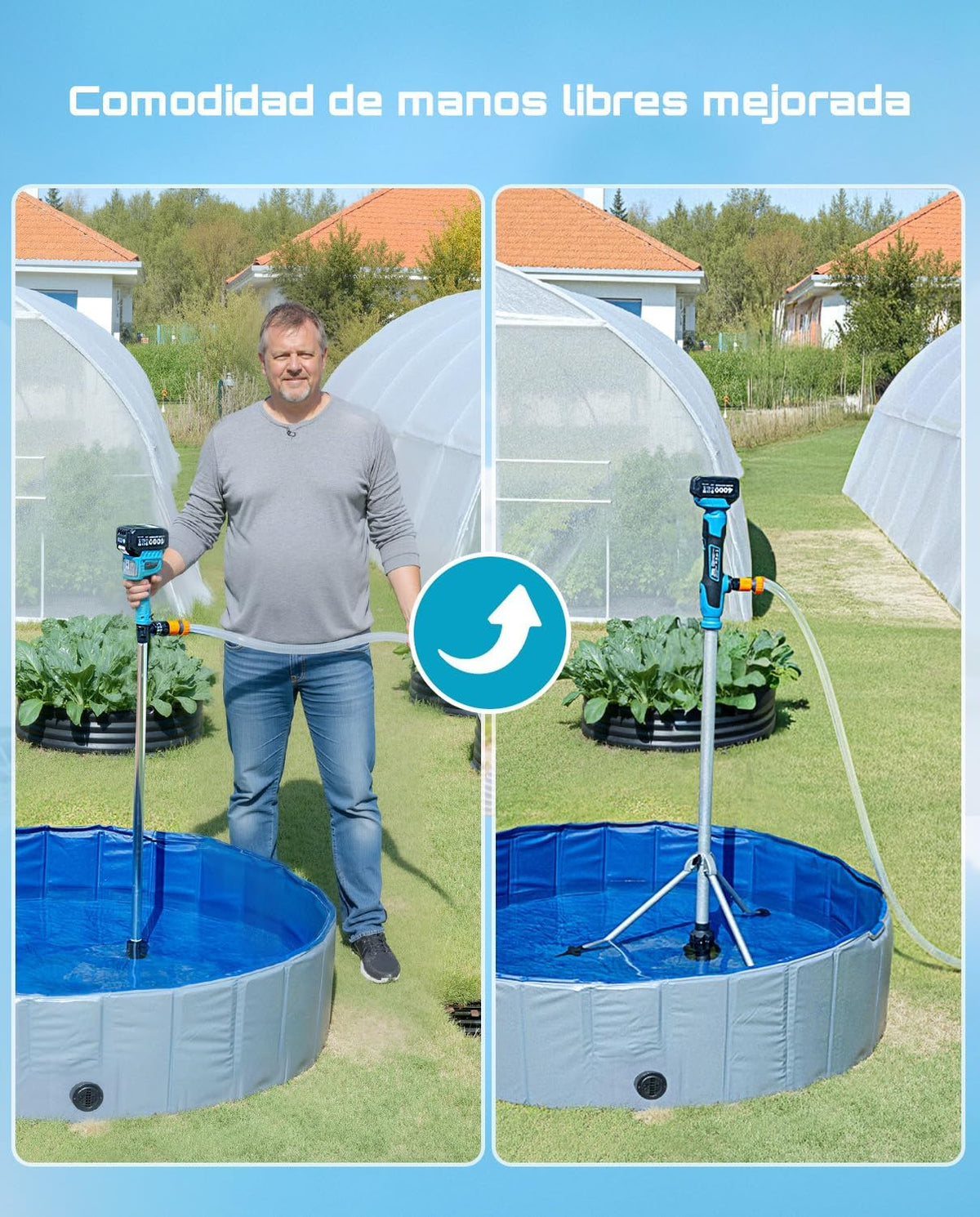 Seesii Regentonpomp draadloze staaf waterpomp met statief