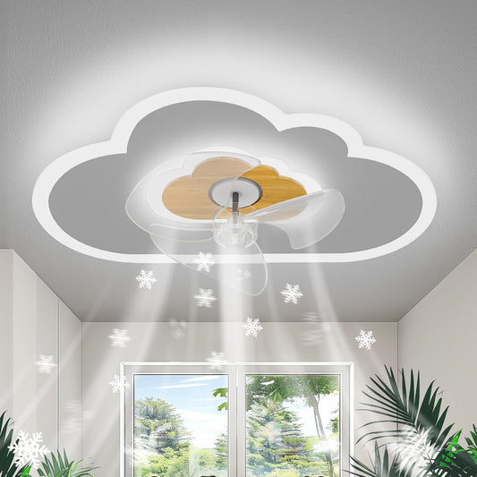 Plafondventilator met verlichting Dimbaar Wolke Ventilator Plafondlamp Houten LED Plafondventilator met afstandsbediening 52W 6 Wind Modern plafondventilatorlicht voor woonkamer slaapkamer,60CM