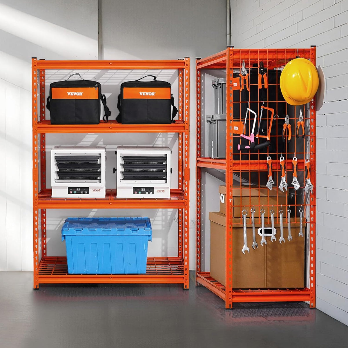 Opslagplanken – Opbergrek, Garagerek, Stellingkast, Metalen Rek – Oranje, Verstelbare Planken, 1088 Kg Draagvermogen