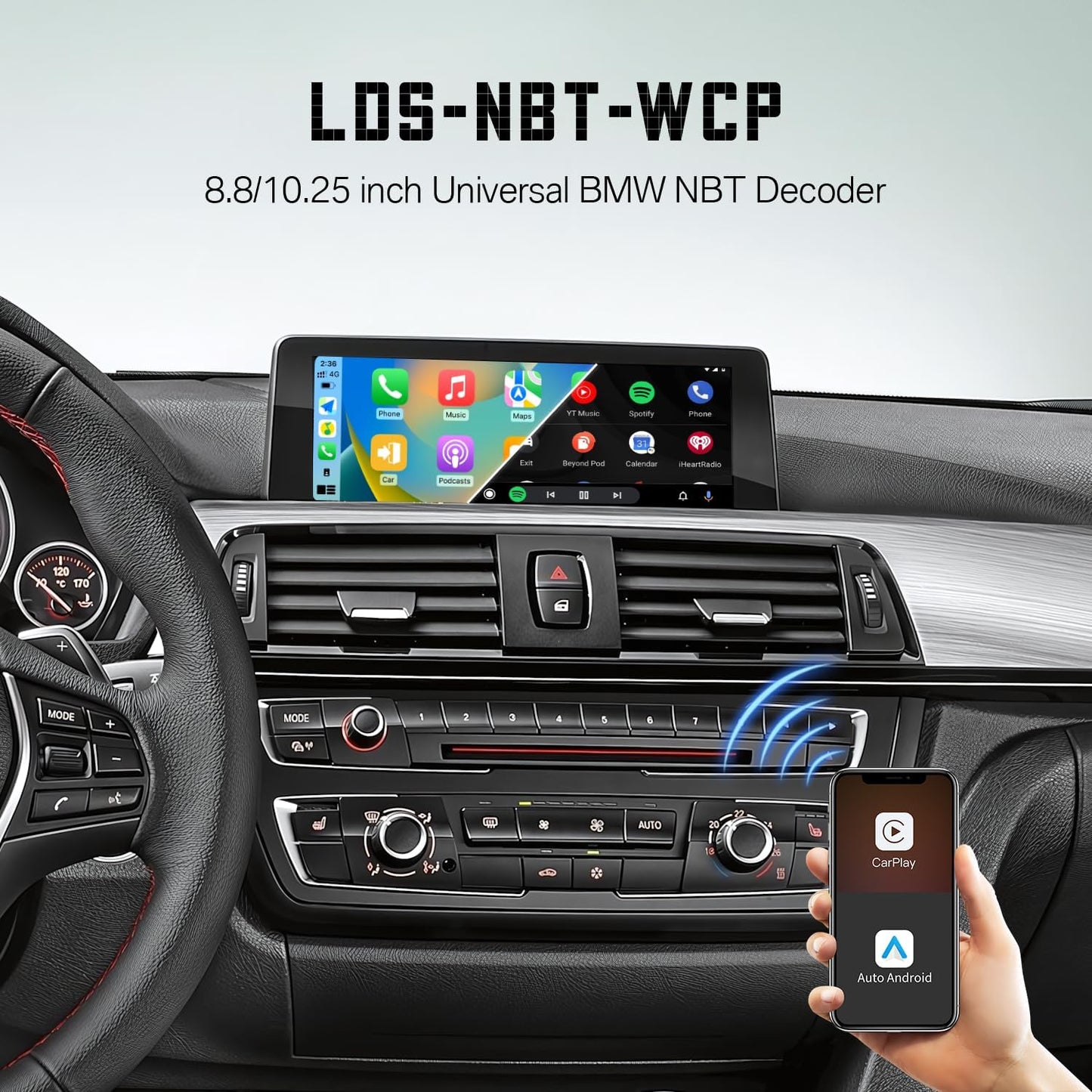 Linux Retrofit Kit Decoder met Draadloze CarPlay & Android Auto Mirrorlink Navigatie voor BMW 1 3 5 6 7 Serie E81 E90 F10 2008-2012 X1 X3 X5 X6 CIC Systeem E70 E71 F25 2009-2015 (past niet voor F20
