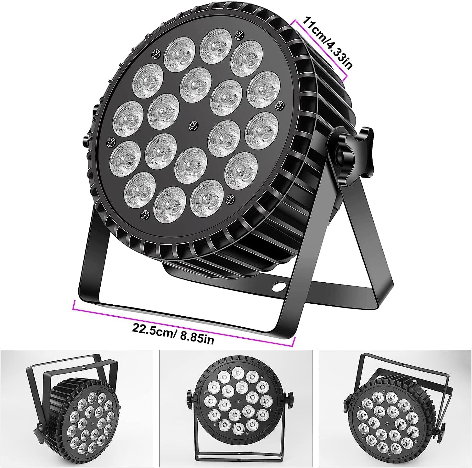 DMX512 Stage Lighting, 200 W, 18 LEDs, Energy Saving Lamp, UV+RGB, Disco Light, 8CH Party Light, Strobe/Sound, Active Mode, Lighting, DJ, Light Effect for Show, Bar, Party, Music Festival - QUORE