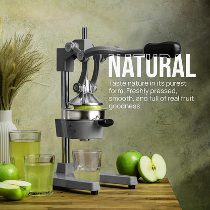 Zulay Kitchen Gietijzeren citruspers, gemakkelijk te reinigen, duurzaam, professionele citruspers van roestvrij staal, handmatige citroenpers en oranje (grijs)
