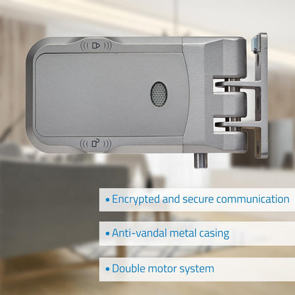 Nivian NVS-SMARTBOLT Intelligent onzichtbaar slot, elektronisch wifi-slot met mobiele app en afstandsbedieningen, dubbele motor, vandaalbeveiliging, opening van binnen en buiten (met app)