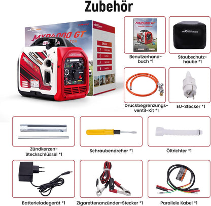 maXpeedingrods Stroomgenerator, inverter, 3500 W, benzine, stil, met Bluetooth®-app, afstandsbediening, stroomgenerator, LPG, benzine, digitaal, licht, als noodstroomaggregaat, voor camping, garage,