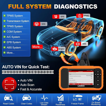 OBD2 Diagnoseapparaat – Autodiagnose Scanner – Foutcode Uitlezer – Uitleesapparaat Auto – Auto Diagnose Tool – Actieve Test Functie – ECU Codering – 50+ Resetfuncties – 4 Inch Touchscreen – Draadloos Met Batterij