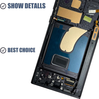 Compatibel met Samsung Galaxy S23 Ultra scherm touchscreen digitale converter LCD-display reserveonderdeel [met frame] inclusief reparatieset