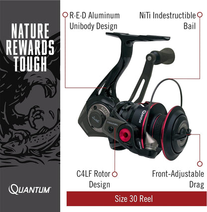 Zebco/Quantum Smoke S3 PT Inshore maat 30 6,0: 1 vertaling 88,9 cm Ophalen rate 20 LB MAX Drag Spinning Reel