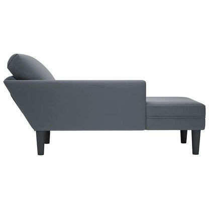Fauteuil – Relaxstoel – Loungestoel – Leunstoel – Zetel – Donkergrijs Velours – Rechterarmleuning – Hardhouten Frame – Luxe Zitcomfort