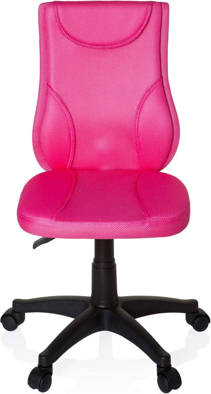 hjh OFFICE 670410 kinderbureaustoel KIDDY BASE netstof roze draaistoel ergonomisch in hoogte verstelbaar