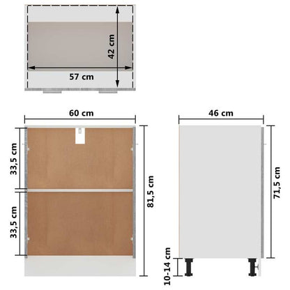 Modern Rustic Kitchen Set with Ample Storage, Sturdy Material, Organizes Kitchen Space, Ideal for Kitchen and Bathroom – Base Cabinet 60x46x81.5 cm, Finished Wood Gray Sonoma Oak Color