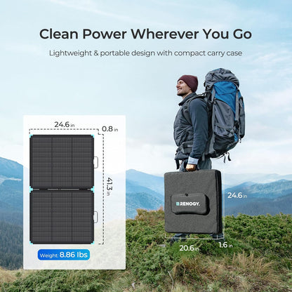Renogy Solar Panels, 100W Portable Lightweight Solar Suitcase, N-Type 25% High Efficiency Foldable Panel 24.64x20.62, Fast Setup with Kickstands, IP67 Waterproof for RV Camping Off-Grid Blackouts