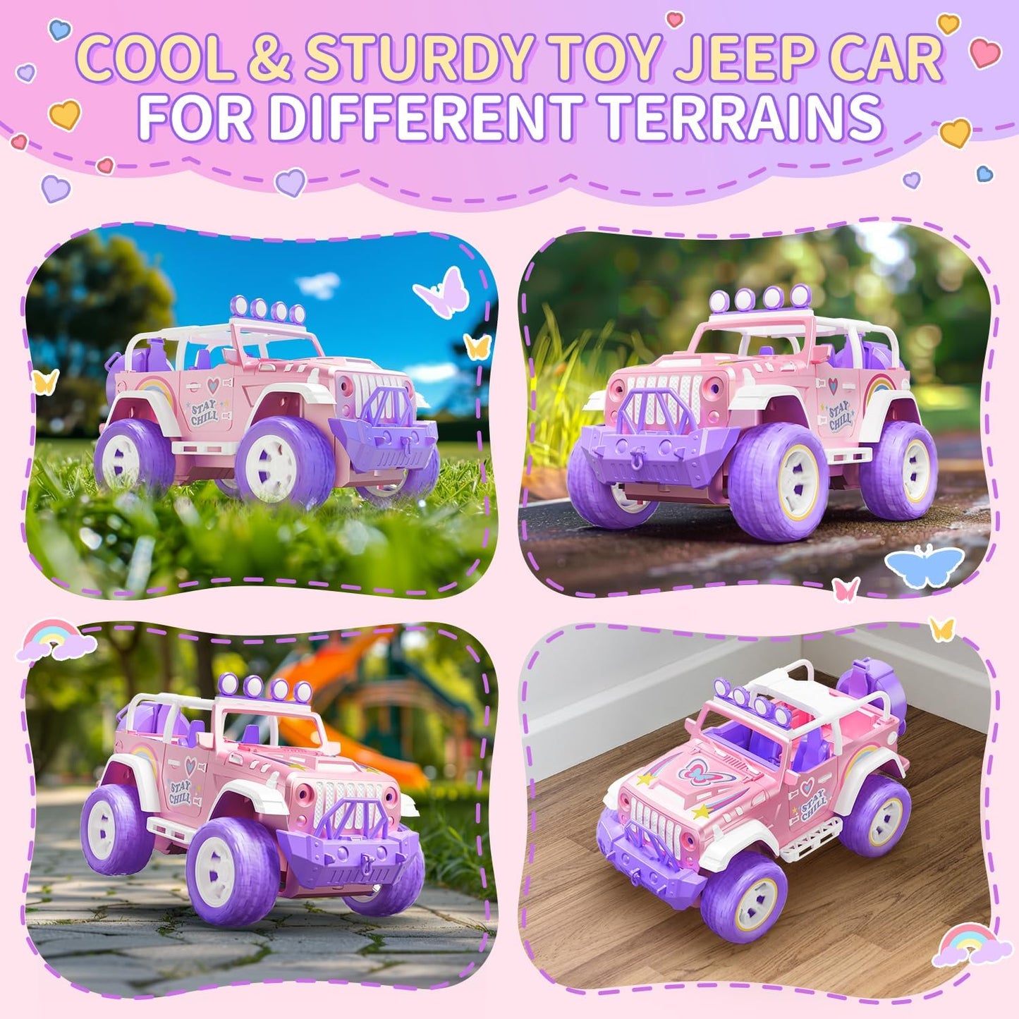 Roze Op Afstand Bestuurde Auto – RC Auto – Raceauto – Speelgoedauto – Offroad Voertuig – 1:16 Schaal – 2,4 GHz Besturing – LED Lampjes & Mist Effect