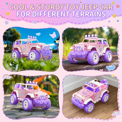 Roze Op Afstand Bestuurde Auto – RC Auto – Raceauto – Speelgoedauto – Offroad Voertuig – 1:16 Schaal – 2,4 GHz Besturing – LED Lampjes & Mist Effect