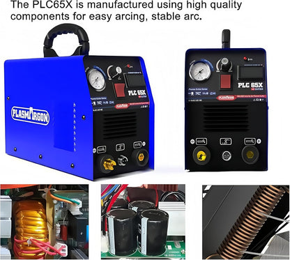 Plasmasnijder 65 Amp contactloze pilootboog, groot digitaal display, max. snijdikte 18 mm, 220 V plasmasnijmachine - PLC65X