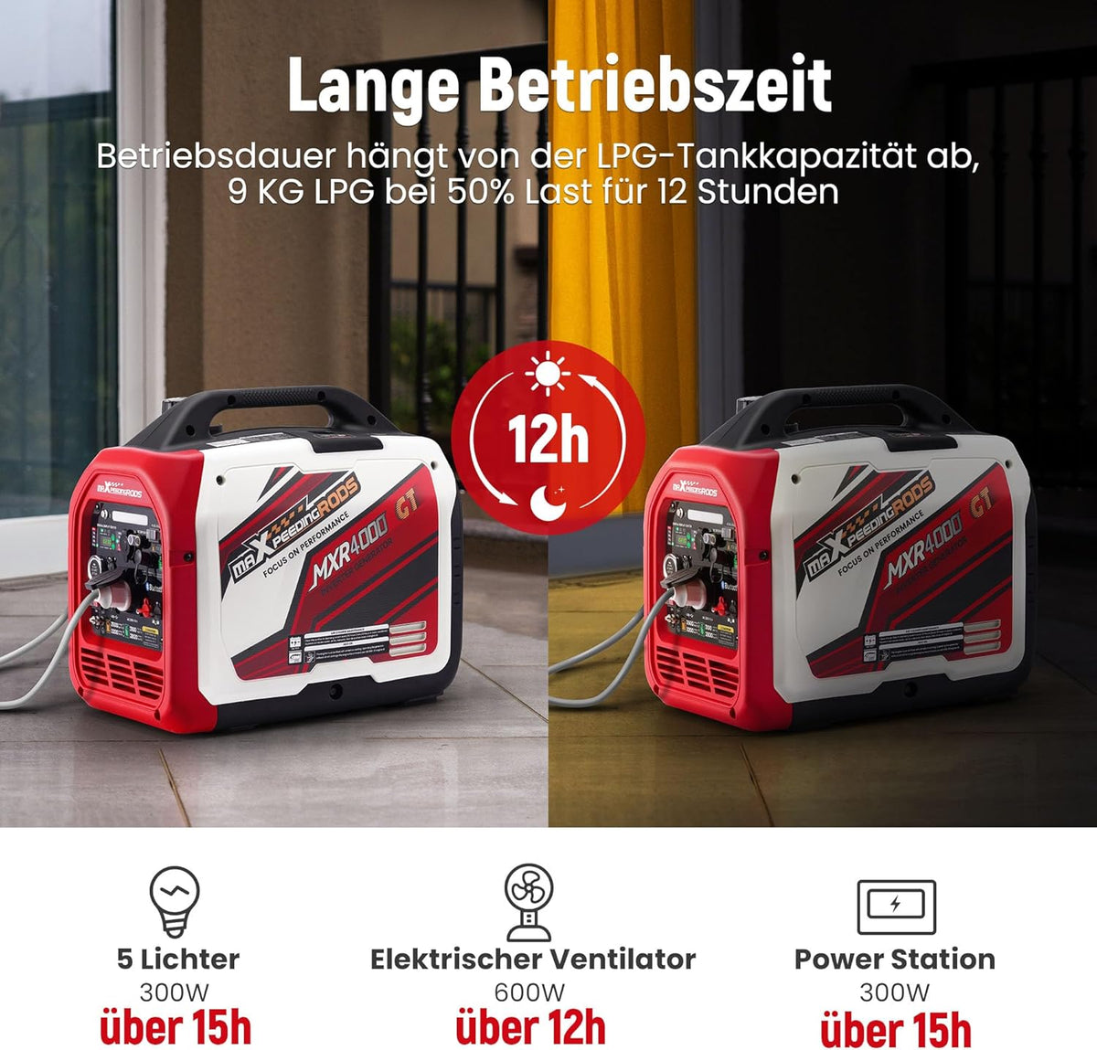 maXpeedingrods Stroomgenerator, inverter, 3500 W, benzine, stil, met Bluetooth®-app, afstandsbediening, stroomgenerator, LPG, benzine, digitaal, licht, als noodstroomaggregaat, voor camping, garage,