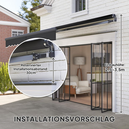 Outsunny klemmarkise mit Handkurbel elektrisch höhenverstellbar Gelenkarmmarkise Markise Sonnenschutz UV 30+ Balkonmarkise incl. Wandhalterung Sonnenmarkise 300cm breit für Terrasse Balcony Dunkelgrau