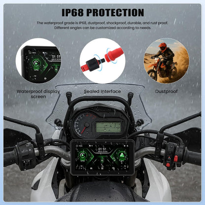 Portable Motorcycle Carplay Screen with Wireless CarPlay Android Car, 5 Inch IP67 Waterproof Motorcycle GPS CarPlay Screen Supports Bluetooth, Mirrorlink, EQ, TF Port, Siri