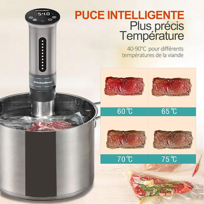 KitchenBoss Vacuümkoker, 1100 W, IPX7, waterdicht, onderdompelcomputer voor het fornuis, instelbare thermostaat voor een nauwkeurige temperatuurregeling