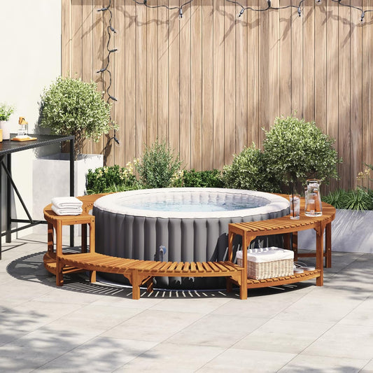 Gecheer Hot Tub Enclosure Surround, functional removable panels Ø255 cm solid wood acacia for outdoor use 3334766 - QUORE