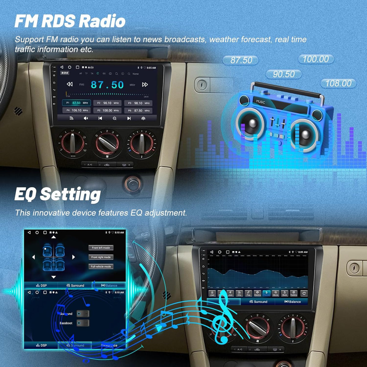 Android Autoradio – Car Stereo – Headunit – Multimedia Systeem – Touchscreen Radio – 9 Inch IPS Display – Draadloos Carplay & Android Auto