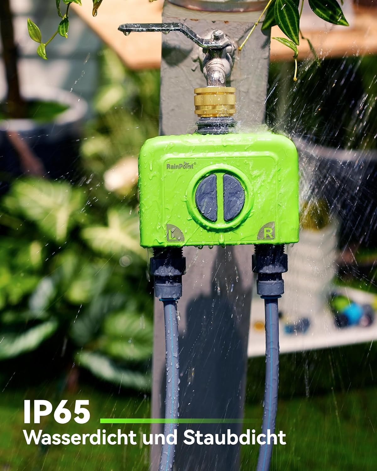 RAINPOINT Irrigatiecomputer, wifi, 2 uitgangen met antenne-gateway en messing inlaat, slimme irrigatiebesturing met app/spraakbediening, IP65, tuin, automatisch bewateringssysteem, 2 x 6 tijdschema's