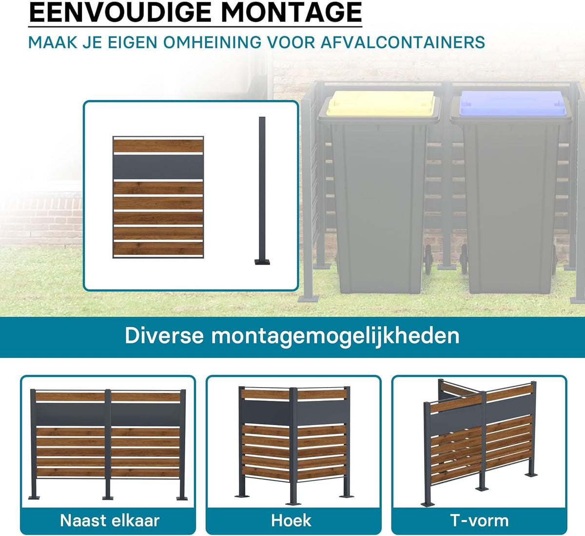 Wiltec container storage extension module fence waste containers wood optics kliko fence steel - QUORE