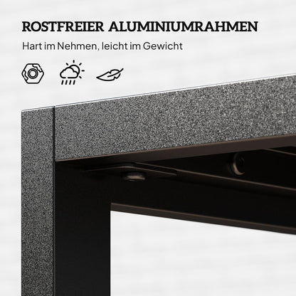 Outsunny Beistelltisch mit Lamellendesign Balkontisch aus Aluminium Kaffeetisch wetterfest Gartentisch pflegeleicht Sofatisch Outdoor Tisch für Balcony Garten Terrasse 90 x 50 x 42 cm Schwarz