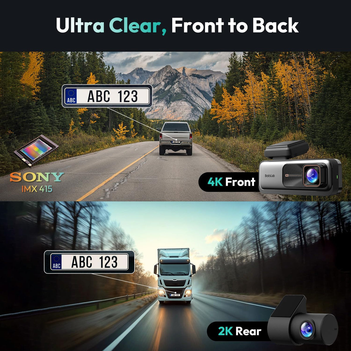 Dashcam Auto Voor En Achter – Autocamera – Rijcamera – Autodashcam – Voor En Achter Camera – 4K Voorcamera + 2K Achtercamera – GPS, Wifi & 24/7 Parkeerbewaking