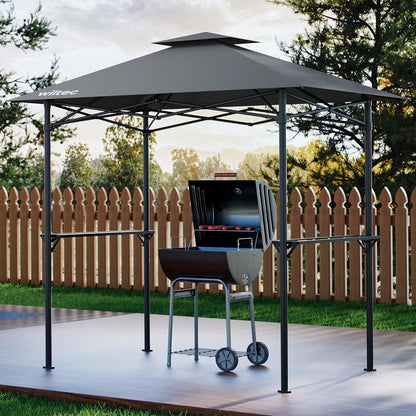 Wiltec BBQ-paviljoen barbeque grillpaviljoen rookafvoer met 2 platen, 2,45 x 1,52 m grijs
