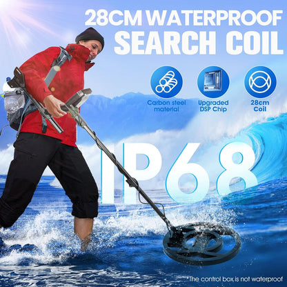 Metaaldetector Voor Volwassenen – Pinpointer – Metaalzoeker – Metaaldetectorset – Zoekdetector – 11 Inch IP68 Waterdichte Zoekspoel – 5 Zoekmodi