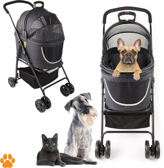 model Coco 2-in-1-hondenwagen & huisdierbuggy tot 15 kg met extra mand voor boodschappen of dieraccessoires, eenvoudig inklapbaar op wendbare, flexibele wielen in modern design