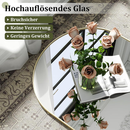 Grote Boogspiegel – Volledige Lengte Spiegel – Staande Spiegel – Wandspiegel – Vloerspiegel – Goud Kleur – 181 x 63 cm – Veiligheidsglas Met HD Reflectie