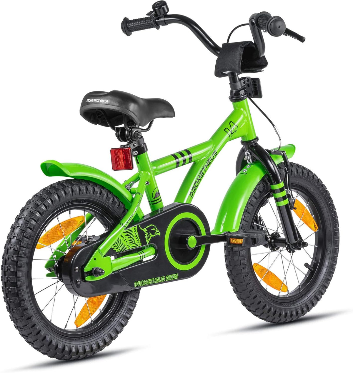 PROMETHEUS BICYCLES kinderfiets 14 inch fiets jongens meisjes van 4 jaar oude met zijwieltjes terugtraprem in groen BMX