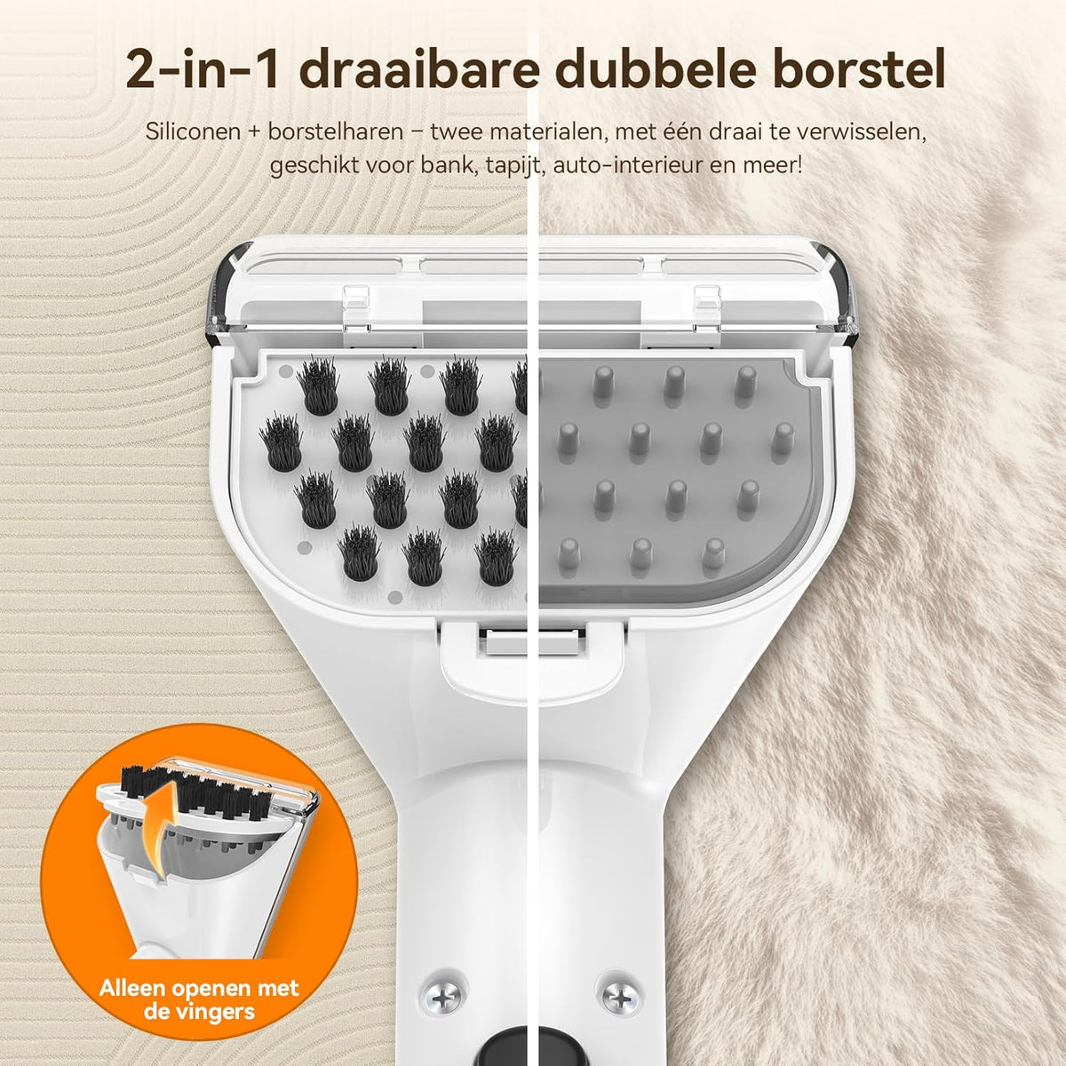 Tapijtreiniger – Vlekkenverwijderaar – Stoffenreiniger – Meubelreiniger – Schoonmaakmachine – Krachtige Zuigkracht 18 kPa – 600 Watt Motor – Dubbelzijdige Borstel – 2 Watertanks 1,2 L – Voegborstel – Zwart-Wit Variant