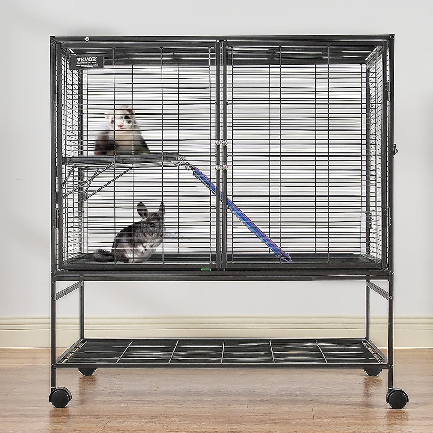 4-Laags Metalen Kooi Voor Fretten -  Geschikt Voor Ratten, Hamsters, Cavia's en Chinchilla's - 92 cm x 58 cm x 100 cm