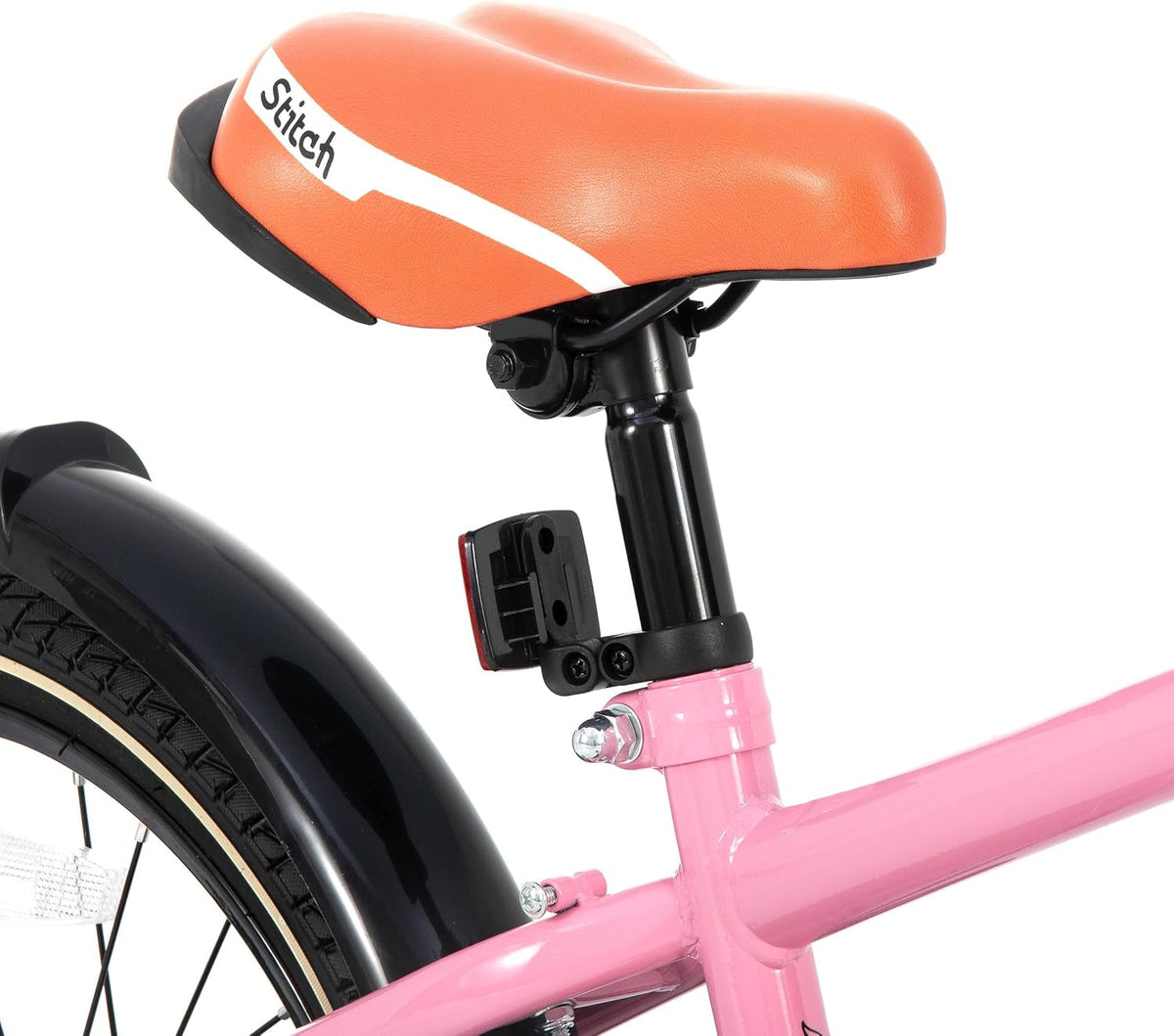 nuitirii kinderfietsen STITCH Vintage kinderfiets 18 inch, voor jongens en meisjes van 6-9 jaar, met stablizer en standaard, roze