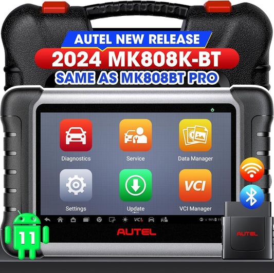 Autel MaxiCOM MK808K-BT OBD2 diagnoseapparaat, hetzelfde als MK808BT Pro 2024, bidirectionele uitbreiding van de MK808S MX808S, BT Ver. van MX900, actieve test, 28+ service, alle systeemscantool