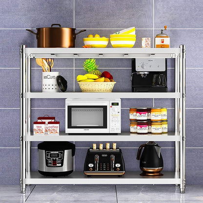 Staand Rek – Keukenrek – Opberger – Bergingrek – Metalen Rek – RVS 201 – 4 Planken – 120x40x150 cm – 50 kg Draagvermogen