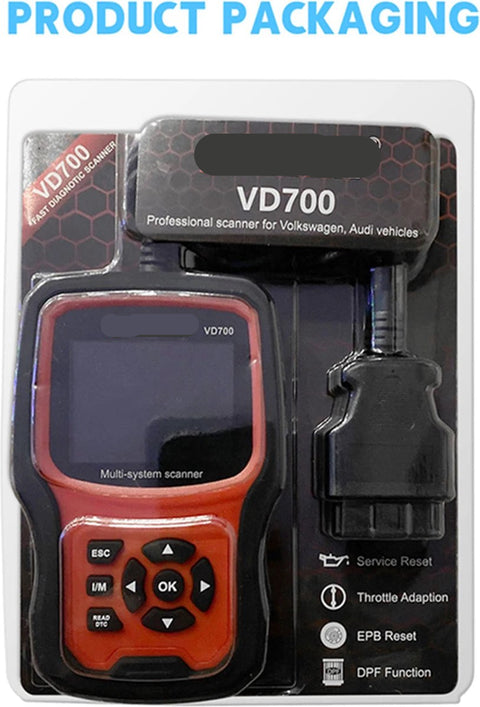 OBD2 Scanner - VD700 - Diagnosecomputer - Storing Verwijderen - Uitleesapparatuur Auto - Volledige Systeemcodelezer ABS EPB TPMS DPF