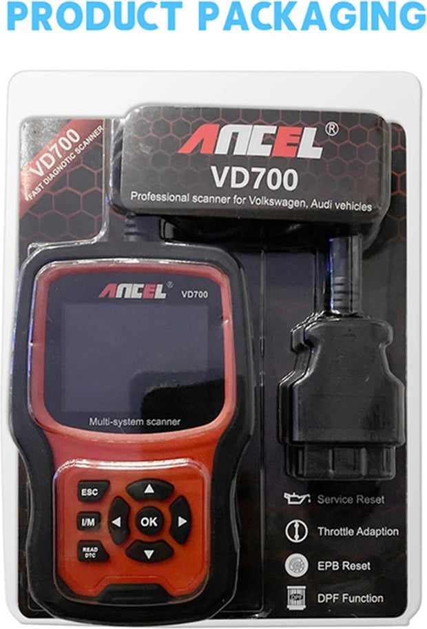 OBD2 Scanner - OBD2 - Diagnose Auto - Storing Verwijderen - Uitleesapparatuur Auto - Diagnosecomputer - Volledige Systeemcodelezer ABS EPB TPMS DPF - Zwart