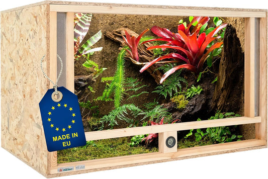 ITA Houten Terrarium 100x50x50 cm met Frontventilatie & Ingebouwde Hygrometer - Houten terrarium van OSB-3 platen - Voor reptielen, slangen, amfibieën - EU Product, FSC gecertificeerd