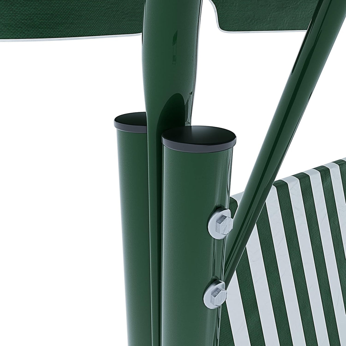 Schommelbank 3-zits met verstelbaar zonnedak, gevoerd kussen, robuust frame van gelakt staal, voor buiten, tuin, balkon, terras, zwembad, 170 x 110 x 153 cm (groen gestreept)
