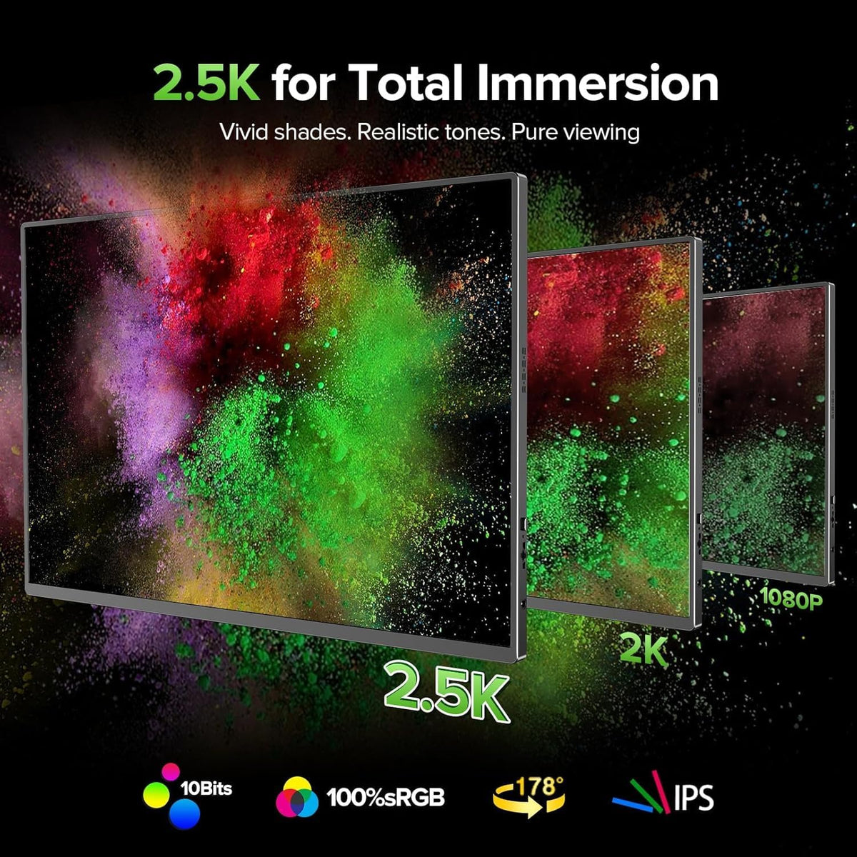 EVICIV Draagbare Monitor QLED 16 inch 2,5K 144Hz met VESA en Beschermhoes, 2560 * 1600 2000:1 500 nits 16:10 IPS Metalen Behuizing Gaming Scherm met 3-Zijdig Smalrand USB C Mini HDMI