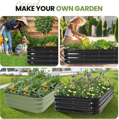 Verhoogde tuinbedset | 4-in-1 verstelbare gegalvaniseerde plantenbakken voor groenten, bloemen | 30,5 cm hoog, meerdere maten (5x3x0,3 ft, 4x4x0,1 ft, 6 x 2 x 1 ft, 6 x 2 x 1 ft, 7 x 1 x 1 ft) |