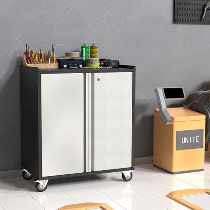 Gereedschapskast met wielen – Garagekast – Opbergkast – Werkplaatswagen – Metalen kast – 2 Deuren – Verstelbare Legplank