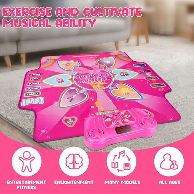 Interactieve Dansmat - Muziekspel - Muziekmat - Dansmat voor Meisjes - Kindereneren - Muziek en Dansspel - met Bluetooth - voor Meisjes vanaf 4-12 jaar - voor Buiten - Binnen