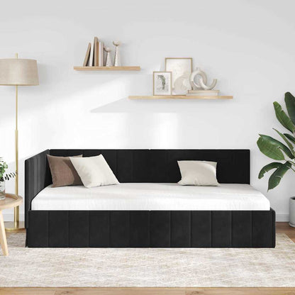 Bedframe – Bed – Eenpersoonsbed – Slaapbank – Kinderbed – Blauw Velvet Hoofdbord – Stevig Plaatmateriaal – Lattenbodem 80x200 cm